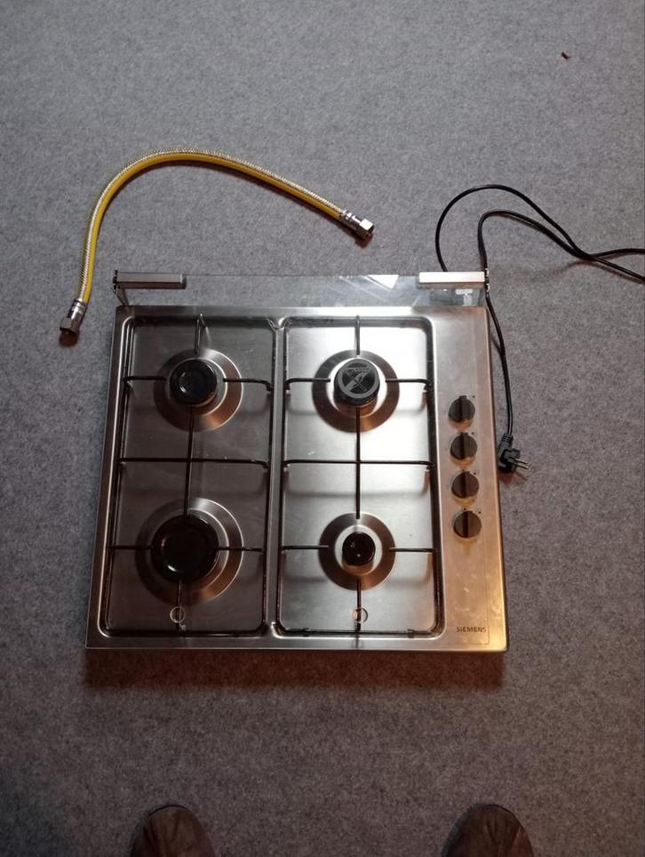Siemens RVS Gaskookplaat 4-pits - Elektrische ontsteking, Witgoed en Apparatuur, Fornuizen, Gebruikt, Inbouw, Gas, 4 kookzones