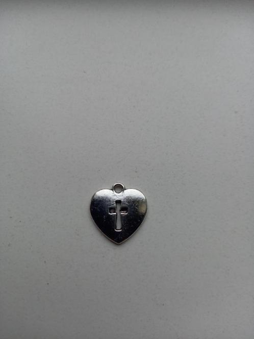 Kettinghanger hart waarin kruisje, Sieraden, Tassen en Uiterlijk, Kettinghangers, Nieuw, Overige materialen, Zilver, Hart, Verzenden