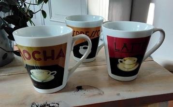 3 mokken  - espresso - latte - mocha - kleine issues beschikbaar voor biedingen