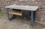 oude werkbank met gietijzeren poten sitetabel werktafel, Antiek en Kunst, Curiosa en Brocante, Ophalen