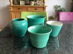 Plantpot, bloempot, vaas, azuurblauw, vintage, vanaf € 7,50, Ophalen, Rond, Binnen, Aardewerk