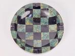 Vintage geruit marmeren bowl groen zwart asbak Italy ‘70, Rond, Ophalen of Verzenden, N, Steen of Aardewerk