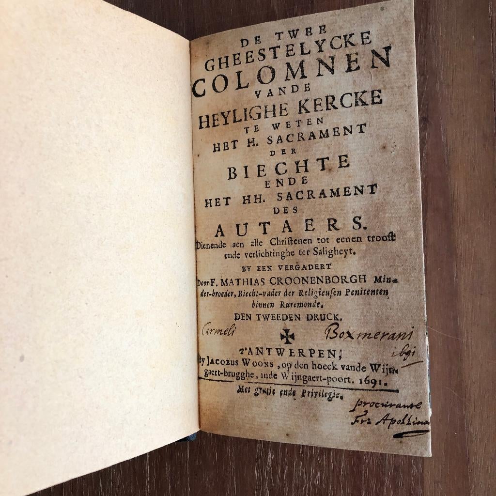 1691 (Roermond) De Twee Gheestelycke Colomnen van de, Boeken, Atlassen en Landkaarten, Gelezen, Verzenden, Landkaart, 1800 tot 2000