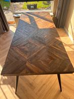 Idustriele houten eettafel met metalen poten 220cm lang, Huis en Inrichting, Tafels | Eettafels, Ophalen, Gebruikt, Eikenhout