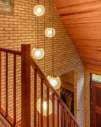 Hangende lamp met 5 bollen, Huis en Inrichting, Ophalen, Gebruikt, Vintage, Glas