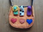 Leuk oranje kindertasje/handtas met drie insteekbeestjes, Ophalen of Verzenden, Gebruikt