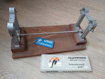 Schaatsenslijpblok incl Viking slijpsteen en afbraamsteentje beschikbaar voor biedingen