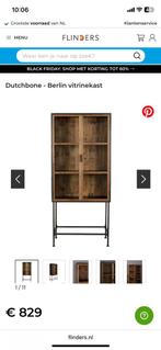 Dutchbone Vitrinekast Berlin, Huis en Inrichting, Kasten | Vitrinekasten, Met plank(en), 100 tot 150 cm, Retrostijl, Ophalen of Verzenden