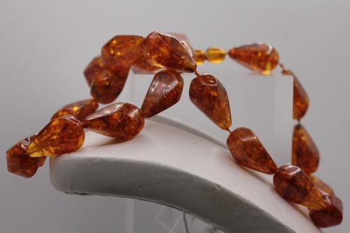 vintage Baltische amber ketting, Sieraden, Tassen en Uiterlijk, Kettingen, Zo goed als nieuw, Steen of Mineraal, Goud, Met edelsteen