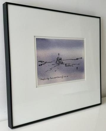 Schilderij Aquarel Waddenschilder Geurt Busser Groningen  beschikbaar voor biedingen