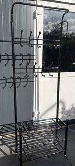 Kapstok& schoenenrek een geheel zwart., Huis en Inrichting, Woonaccessoires | Kapstokken, Ophalen, Gebruikt, Metaal, Staande kapstok