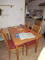 Uitschuifbare eettafel 120x80 + 4 stoelen, Huis en Inrichting, Tafels | Eettafels, Ophalen