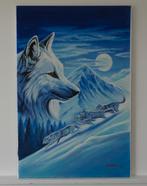 Modern Schilderij van Wolven in de Sneeuw, Acrylverf op Doek, Antiek en Kunst, Ophalen