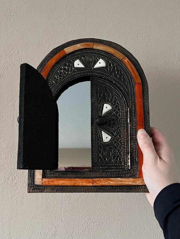 Oosterse Marokkaanse vintage spiegel deurtjes retro mirror, Huis en Inrichting, Woonaccessoires | Spiegels, Minder dan 50 cm, Rechthoekig