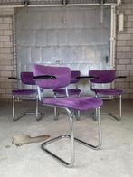 4x vintage Schürgers Basic 02 buisframe stoel, Huis en Inrichting, Stoelen, Vier, Gebruikt, Vintage, Metaal