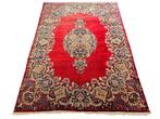 Handmade Persian wool Kirman carpet medallion red 280x383cm, Persian Perzisch vintage oosters hype, Crème, 200 cm of meer, Ophalen of Verzenden
