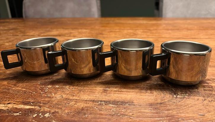 4 vintage stijlvolle Italiaanse Casalinghi espresso kopjes, Antiek en Kunst, Curiosa en Brocante, Ophalen of Verzenden