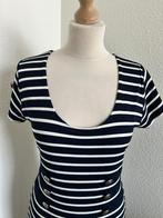 Question? maat L marine streepjes jurk 2340, Question, Question, Blauw, Maat 42/44 (L)