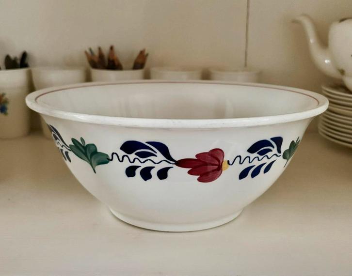 Diepe schaal boerenbont Boch, Antiek en Kunst, Antiek | Servies los, Ophalen of Verzenden