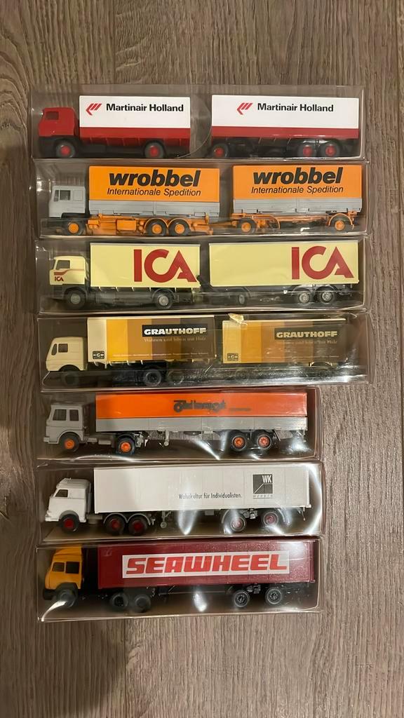 Wiking model vrachtwagens 1:87 H0 7 stuks MAN Mercedes Daf, Hobby en Vrije tijd, Modelauto's | 1:87, Zo goed als nieuw, Bus of Vrachtwagen
