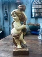 Beeld van engel putto putti kandelaar kaarsenhouder keramiek, Ophalen of Verzenden, Zo goed als nieuw, Religie
