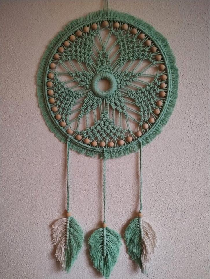 Groene macramé dromenvanger. Sisters Forever., Huis en Inrichting, Woonaccessoires | Wanddecoraties, Nieuw, Ophalen of Verzenden