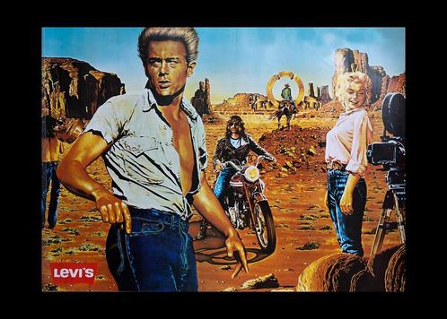 Gave grote poster van Levi's met James Dean, Marilyn Monroe, Verzamelen, Posters, Zo goed als nieuw, Film en Tv, Rechthoekig Staand