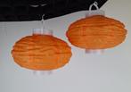 Oranje lampionnen 2x met lampje op batterijen, Ophalen of Verzenden, Nieuw
