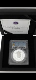 2 oz  zilver queens platina jubileum alderney pcgs toppop, Ophalen of Verzenden, Zilver