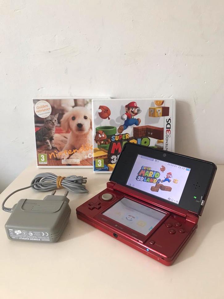 Nintendo 3DS rood met 2 spellen., Spelcomputers en Games, Spelcomputers | Nintendo 2DS en 3DS, Gebruikt, 3DS, Rood, Met games