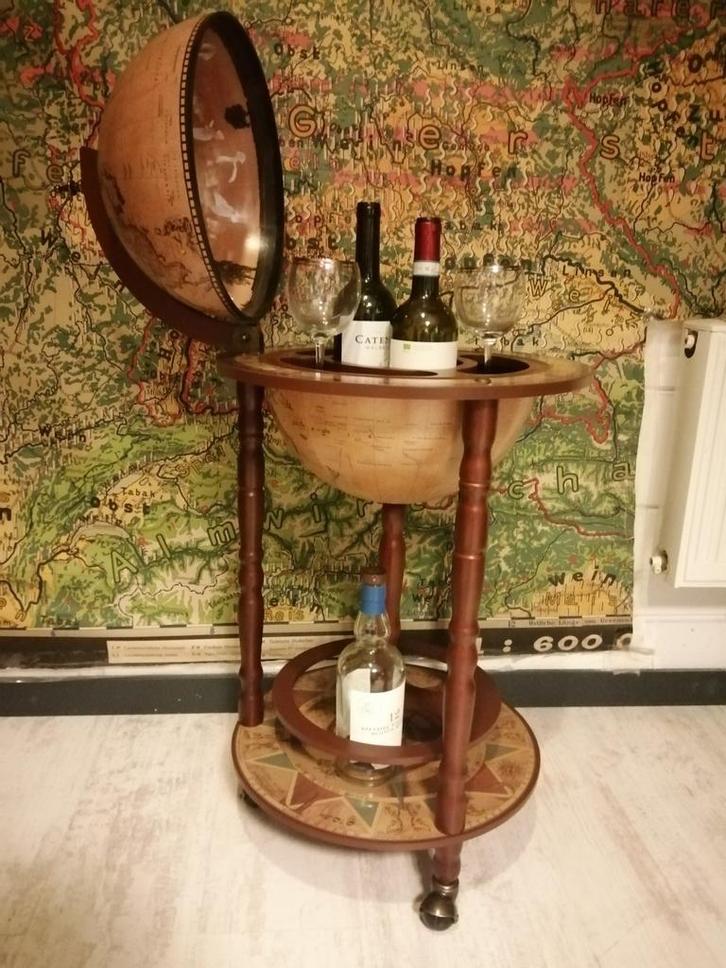 GLOBE BAR GLOBEBAR WIJN BAR 90X45 CM NIEUW IN DOOS GELEVERD., Antiek en Kunst, Curiosa en Brocante, Ophalen of Verzenden