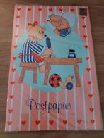 NIEUW VINTAGE POSTPAPIER ROZE MET BEREN, Verzenden, Nieuw