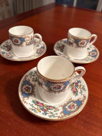 3 Coalport Broadway Blue Koffiekopjes Porselein beschikbaar voor biedingen
