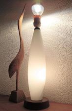 Scandinavische tafellamp(glas lamp) strak vintage design 60s, Gebruikt, Ophalen of Verzenden, Glas, Minder dan 50 cm