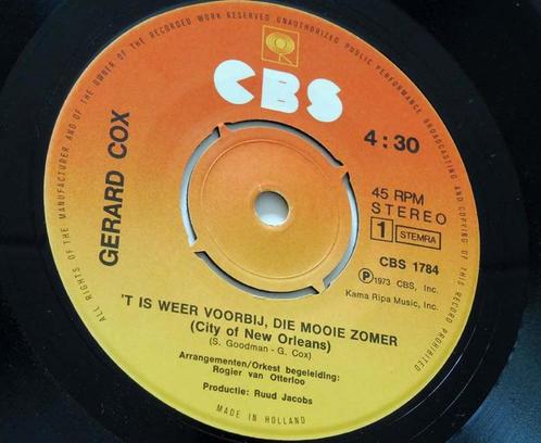 T IS WEER VOORBIJ DIE MOOIE ZOMER Gerard Cox NL POP HIT, Cd's en Dvd's, Vinyl Singles, Single, Pop, 7 inch, Verzenden
