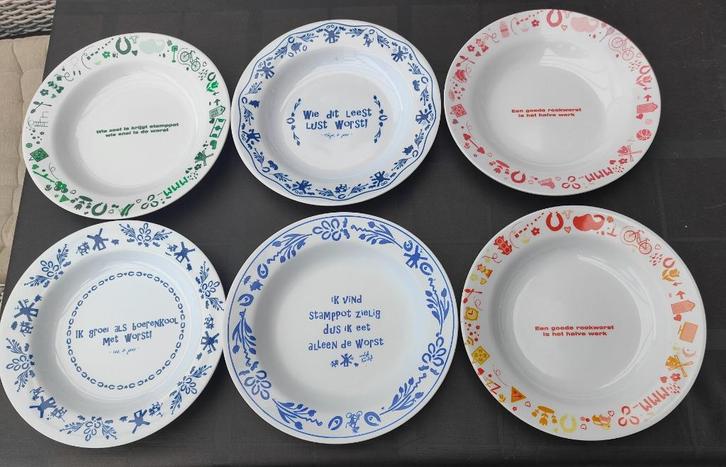 Borden met als thema ROOKWORST, Huis en Inrichting, Keuken | Servies, Zo goed als nieuw, Bord(en), Overige stijlen, Overige materialen