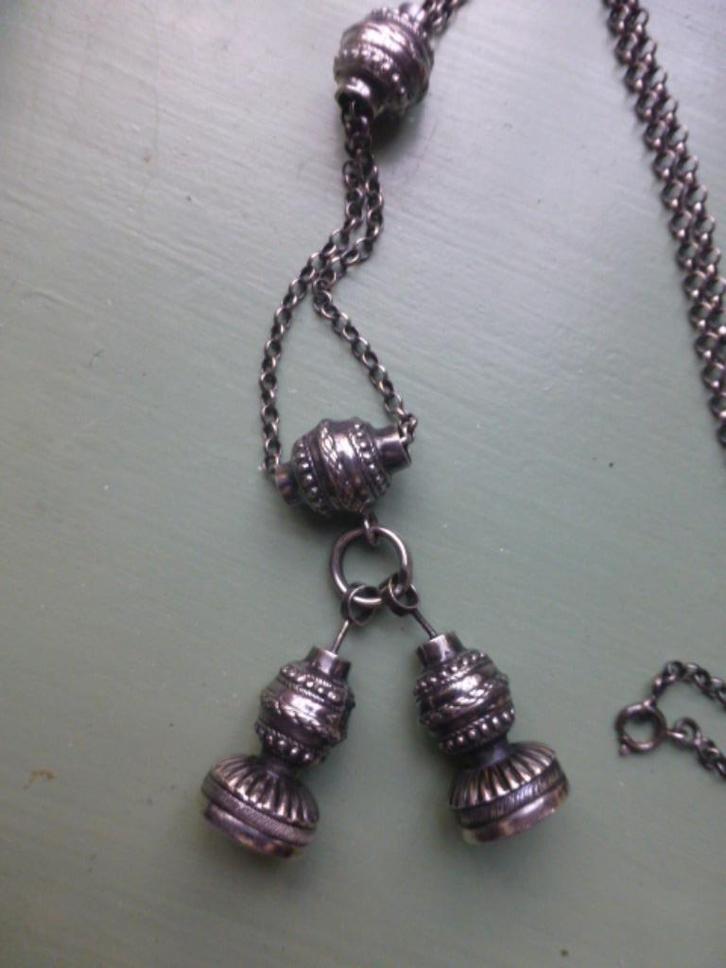 rijk uitgevoerde Zilveren Signet Ketting Niekerk Schoonhoven, Antiek en Kunst, Antiek | Goud en Zilver, Zilver, Verzenden