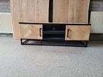 industriële eiken houten tv meubel visgraad ingelegd, Nieuw, Minder dan 100 cm, 25 tot 50 cm, Eikenhout