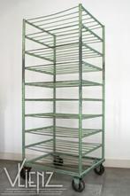 Industrieel vintage rek bakkerskast, groene container wielen, Ophalen, Gebruikt, -, -