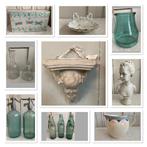 Brocante glazen pot - vazen - console - buste - spuitflessen, Antiek en Kunst, Ophalen of Verzenden