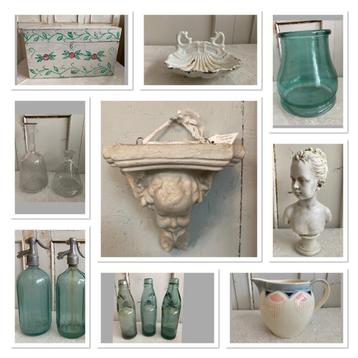 Brocante glazen pot - vazen - console - buste - spuitflessen beschikbaar voor biedingen