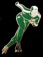 Schaatser pin- groen emaille, Verzamelen, Speldjes, Pins en Buttons, Verzenden, Nieuw, Sport, Speldje of Pin