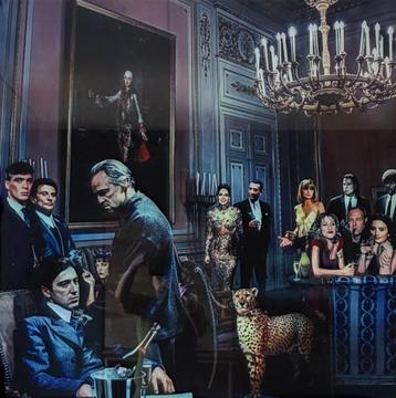 Glasschilderij van filmhelden/-klassiekers beschikbaar voor biedingen