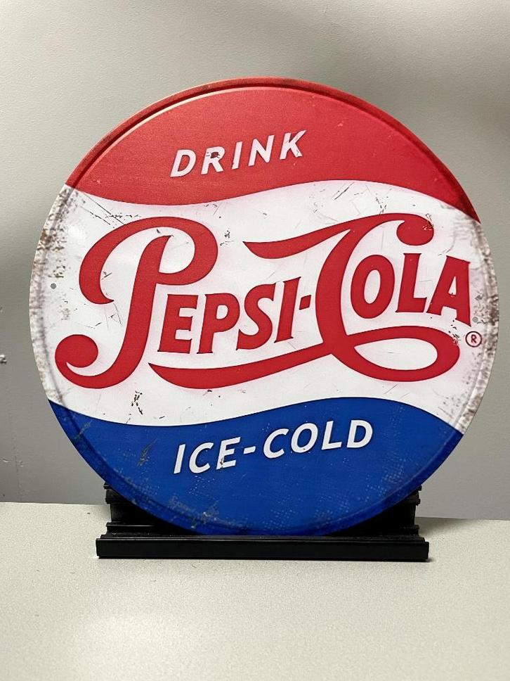 Pepsi Cola metalen reclamebord (30 cm rond), Verzamelen, Merken en Reclamevoorwerpen, Reclamebord, Ophalen of Verzenden