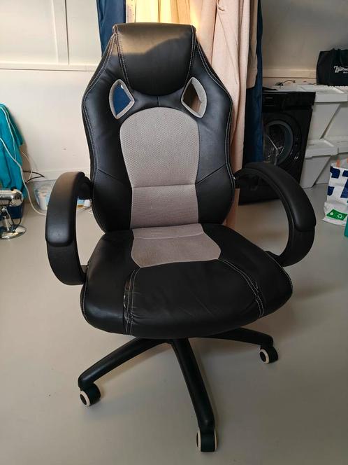 Gamestoel (bureaustoel) zwart/grijs - Songmics, Huis en Inrichting, Bureaustoelen, Gebruikt, Bureaustoel, Zwart, Gaming bureaustoel