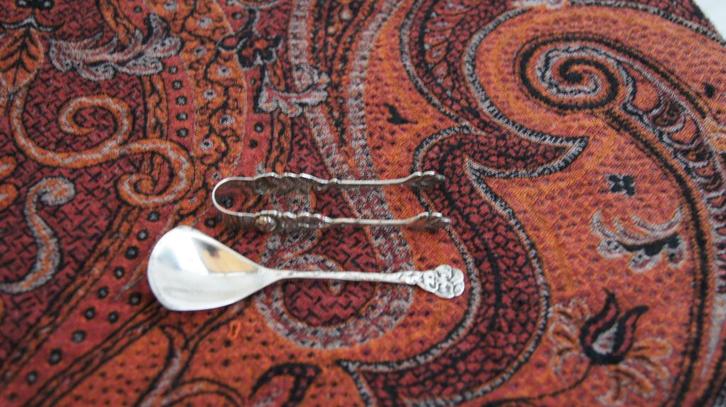 Klontjes tang / lepel / Thee zeef, Antiek en Kunst, Antiek | Goud en Zilver, Zilver, Ophalen of Verzenden