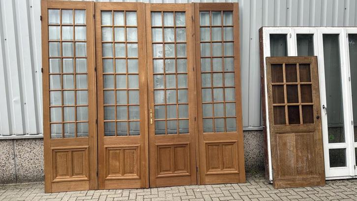 Prachtig antiek eiken ensuitedeuren met facetgeslepen glas, Doe-het-zelf en Verbouw, Deuren en Horren, Zo goed als nieuw, Binnendeur