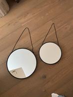 2 Spiegels - zwart industrieel, Ophalen, Minder dan 50 cm, Rond, Zo goed als nieuw