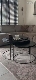 Richmond Salontafel Bolder set van 2 aluminium zwart, Huis en Inrichting, Tafels | Salontafels, Ophalen, 50 tot 100 cm, Rond, Zo goed als nieuw