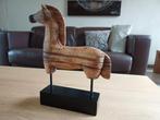 Te koop: Stoer massief houten beeld van paard, Ophalen of Verzenden, Zo goed als nieuw